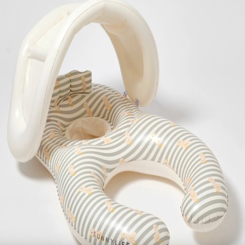 Sunny Life Float Together Baby Seat Duck Sage Stripe